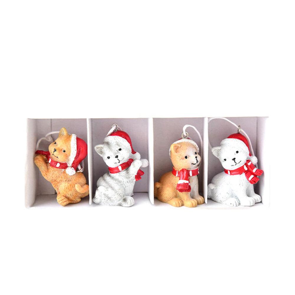 Christmas Pendant Mini Resin Elk Dog Cat Snow House Christmas Tree Decorations Elderly Snowhouse Ornaments Christmas Pendant