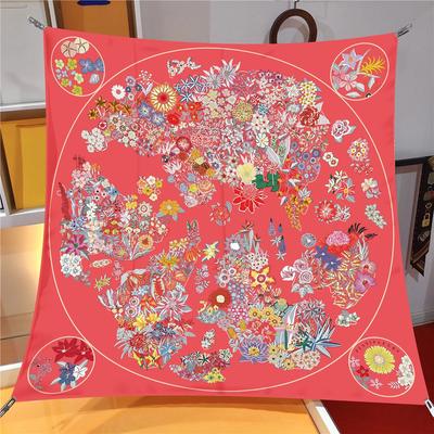 90*90cm Seidenschals Farbe Pferd Seidenschal Damen Schals Luxus Design Hijab Schal Mode Quadratische Schals