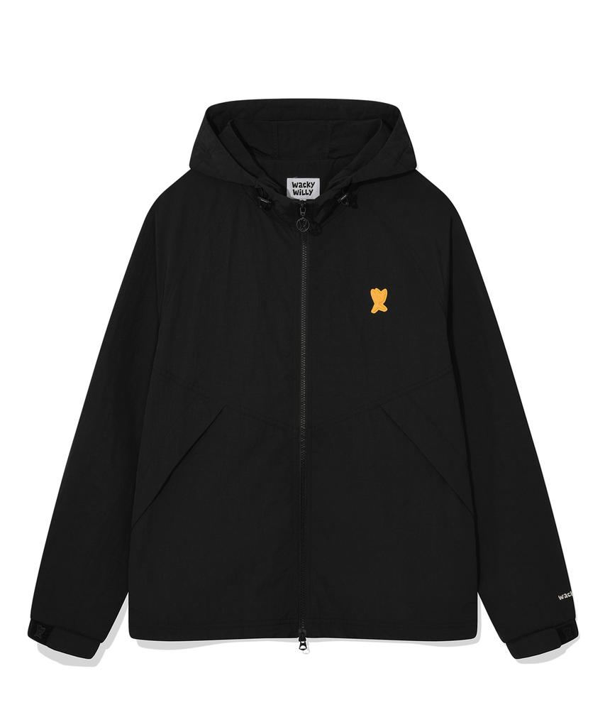 Wacky Willy Synthetic Fiber Hooded Windbreaker Black