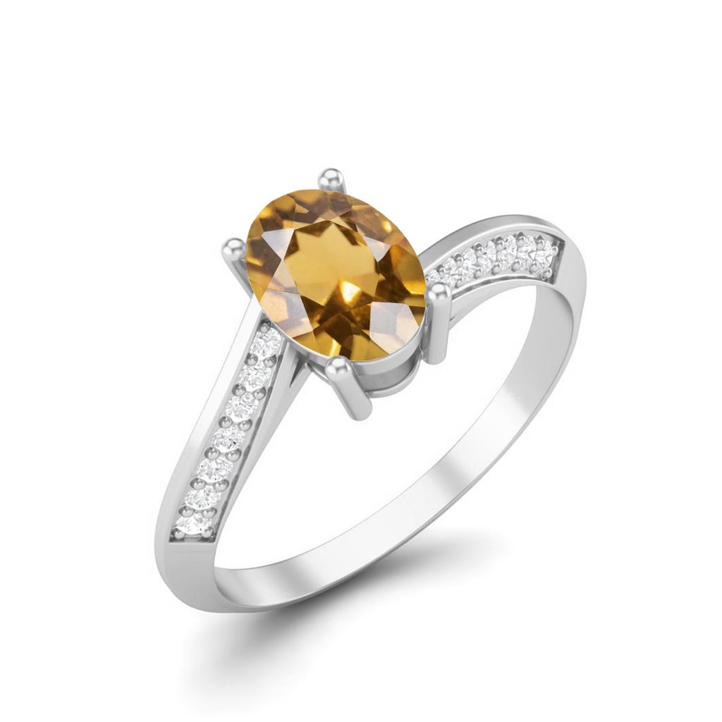 925 Sterling Silver Oval 1.28 CT Citrine Gemstone Ring