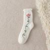 Female Autumn and Winter Thickened Lovely Tender Flowers Do Not Drop Hair Sleep Floor Socks