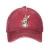 Watercolor Bunny Holding Flowers Wall Art Washed Baseball Cap Outdoor For Womens Unisex FeUnisex