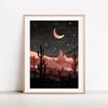 Boho Sun and Moon Abstract Vintage Canvas Painting Desert Landscape Cactus Art Print Wall Picture for Living Room Home Decor No Frame