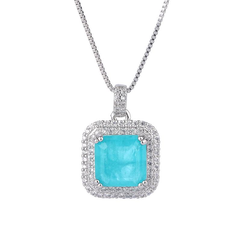 

Ожерелье из драгоценных камней и набор украшений из имитации параибского синего: Серьги, Подвеска, Кольцо