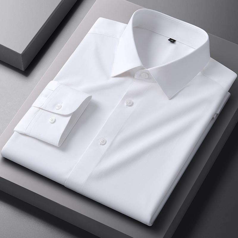 New Quality Men Shirt Bamboo Fiber Long Sleeve Anti-wrinkle Non-ironing Slim Fashion Casual Business Office White Blue Shirt 5XL