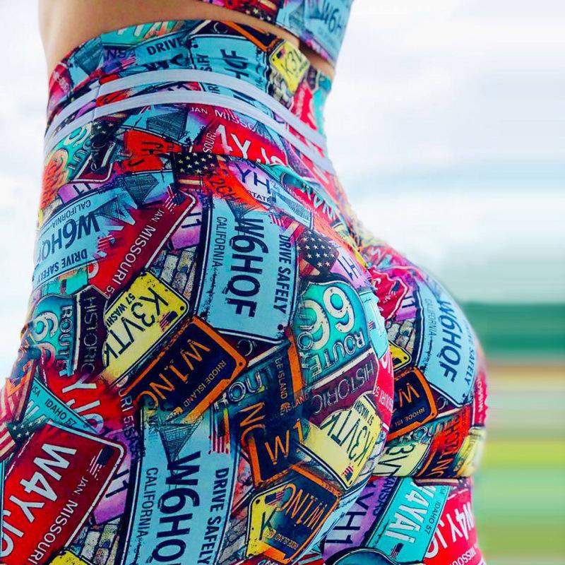New Arrival Women's Yoga Trousers Digital Print High-Stretch Slim-Fit Sports Fitness Long Trousers