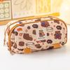 SCIONE Capibala Pencil Case Student Double Zipper Printing Stationery Bag High Value Multi-functional Large-capacity Pencil Case