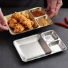 Stainless Steel Divided Dinner Tray Thickened Divided Dip Bowls Sauce Plate Snack Tray  Tableware