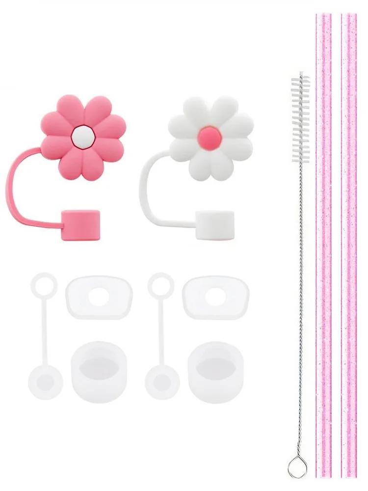 11Pcs Cup Accessories Se for Stanley Silicone Spill Proof Stopper Straw Cover Cap 2Pcs Reusable Straw 1 Cleaning Brush 40oz 30oz
