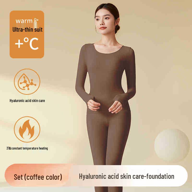 Women's Ultra-thin Heating Hyaluronic Acid Base Layer Set - 37°C Constant Temperature Autumn Wear