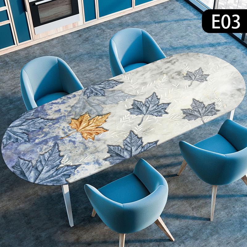 Waterproof Tablecloth Oil-Resistant Elastic Stretch Oval Fitted Table Cover for Kitchen Dining Wedding Party Outdoor Courtyard