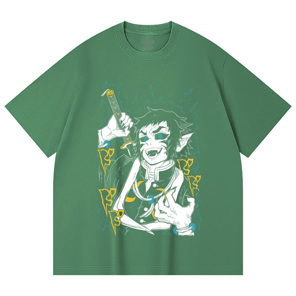 230 Gsm 100% Cotton Demon Slayer V40 Kaigaku Print Unisex Heavy Cotton T Shirt
