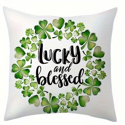 St PatrickS Day LuckyThemed Cushion Covers Pattern Cushion Cover Suitable For Sofa Bedroom Car Pillow Cover