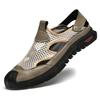 2025 Summer Hot Selling Men's Beach Mesh Shoes Breathable Men's Sandals Simple Gray Anti Slip Waterproof Outdoor Casual Shoes