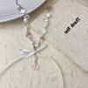 Bohemian Neckchain Bow Beaded Necklace Bowknot Star Pendant Clavicle Chain French Style Collarbone Chain for Women Girls