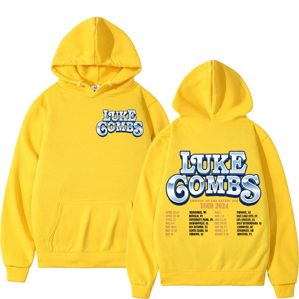 Luke Combs Tour 2025 printed men's and women's fashionable hip-hop retro pullover for autumn and winter casual long sleeved hooded sweatshirt