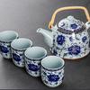 Pabei Retro Ceramic Teapot Set with Beam Handle and 4 Cups
