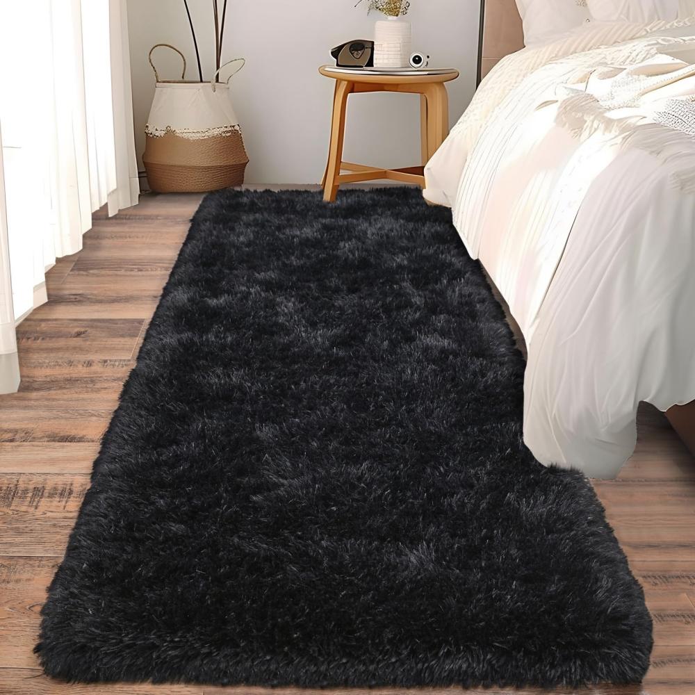 Ultra-weicher Laufteppich Schlafzimmer & Flur Anti-Rutsch-Matte Flauschiger Plüsch Nachttisch Wohnheim Teppich Heimdekoration