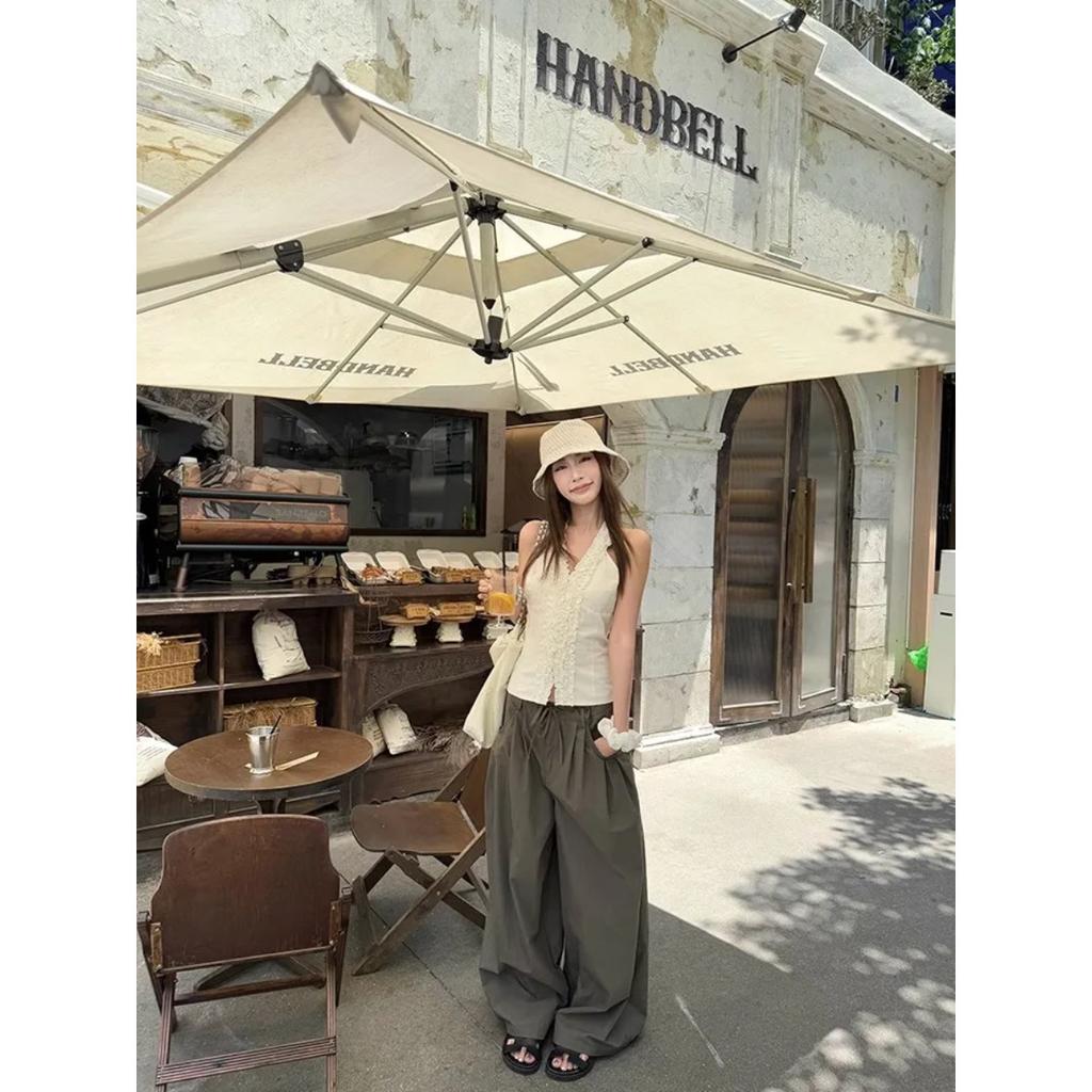 VIONA Loose Wide Leg Casual Pants Women's Fashionable Version Knife Edge Pants High Waist Nine Point Street Style Workwear Trend