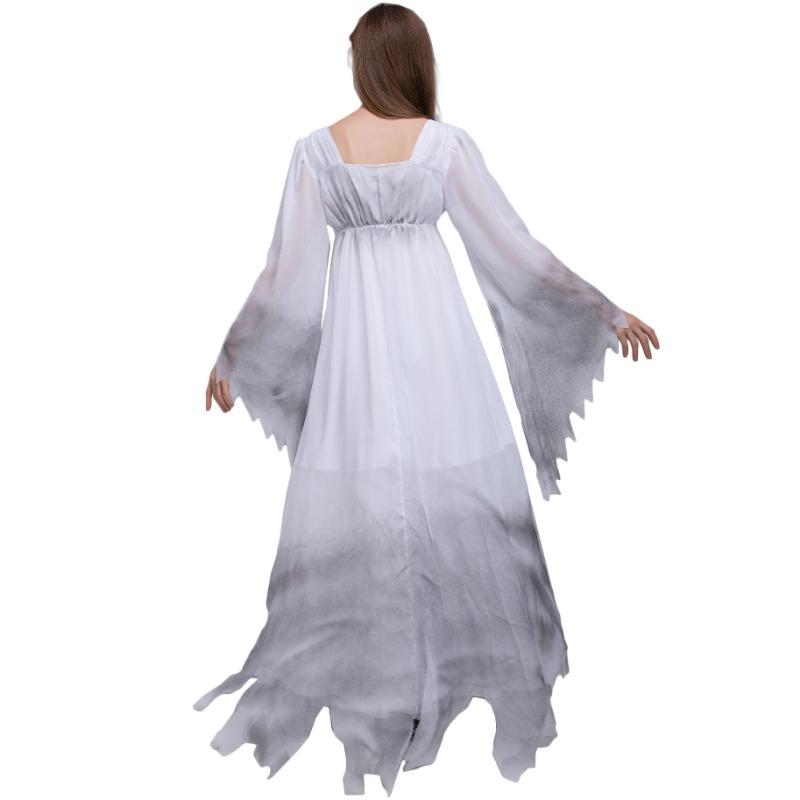 Halloween, Horror Zombie Costume Ghost Zombie Woman Ghost Costume Vampire Bride Playing Ghost Festival Dress Gray