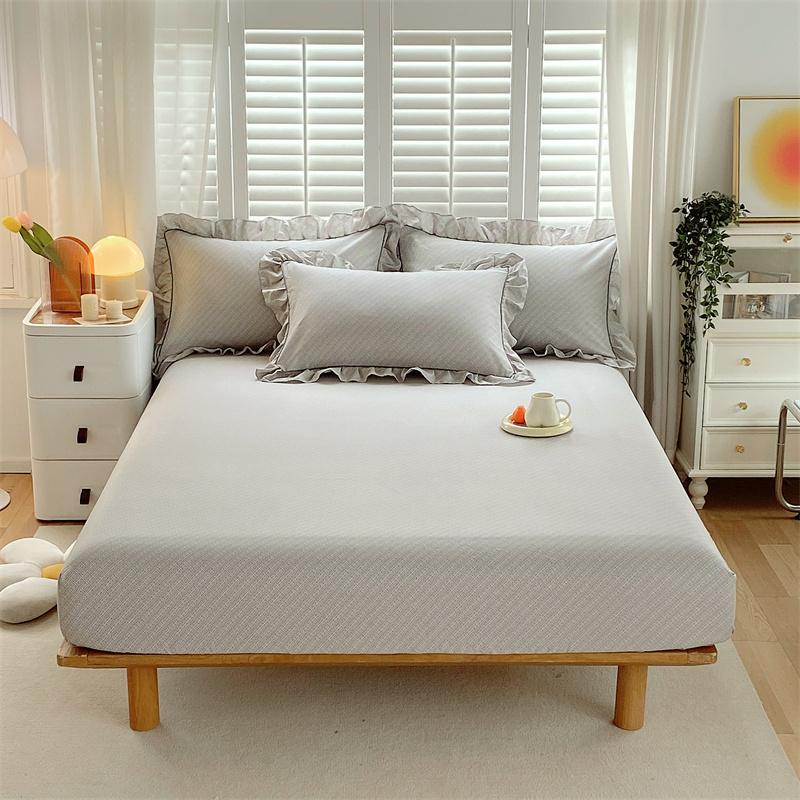 Bonenjoy 1 Pc 100%Cotton Fitted Sheet Floral Flower Printed Bed Cover With Elastaic Queen/King Size Bed Fitted Sheet 180X200Cm