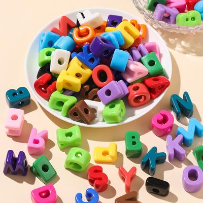 10pcs/lot Multi Color Big Hole Acrylic Letter Beads Children Handcraft Ornament Alphabet Spacer Necklace Accssories DIY Jewelry
