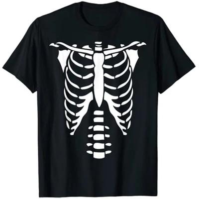 Men T Shirt Sleaford Mods Punk Skeleton Bones Rib Cage Halloween T-Shirt Shirts for Men Goth Clothes