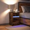 LED Nightstand, Smoked Oak, Wood-Based Material