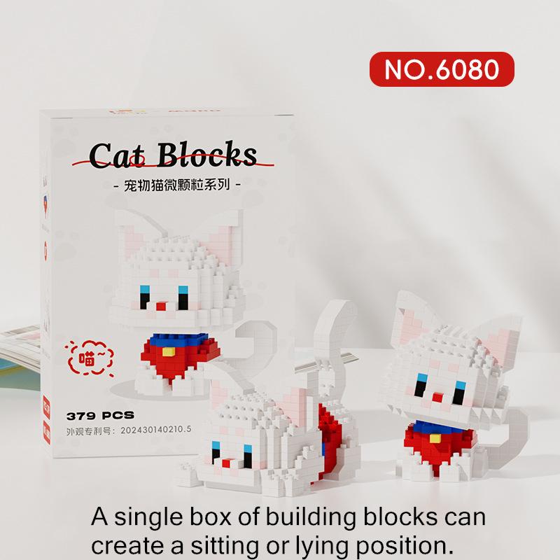 Micro Particle Building Blocks Cute Pet Cat Series Cute Diy Assembled Toys Orange Cat Black Cat Gift Children's Puzzle Gift