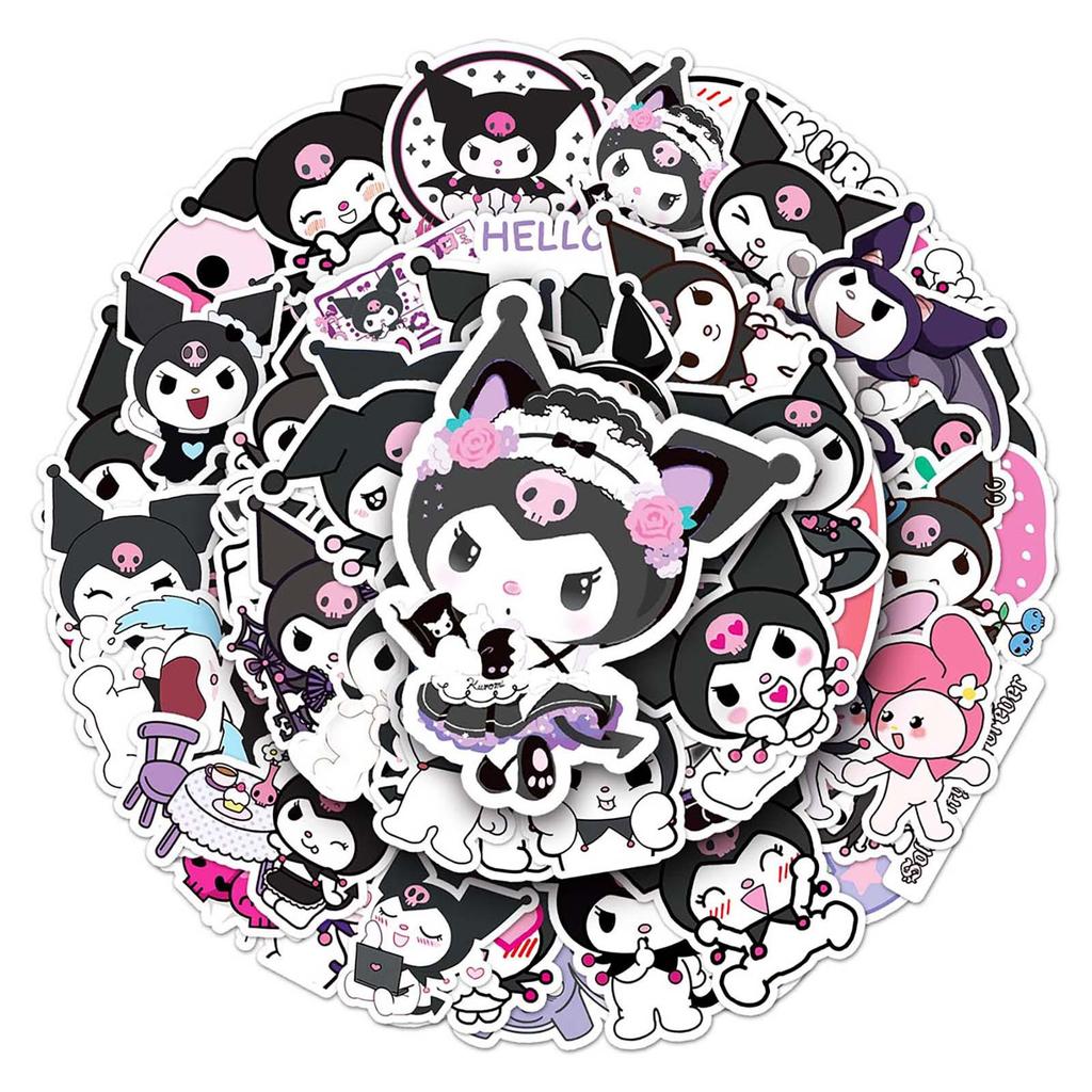 Sanrio Kuromi Graffiti Stickers: 50 Cartoon Designs for Suitcases, Laptops, Cars, and Scooters.