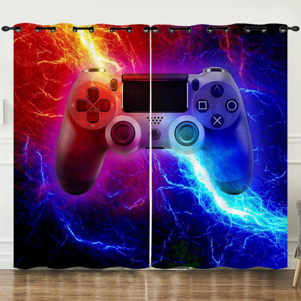Gamepad Gamer Mobile Game Elements 3D Digital Printing Curtain Blackout Punching