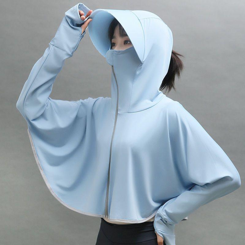 Anti-sun clothes women wear new ice silk breathable summer hooded short long-sleeved sunscreen clothes light blouse jacket