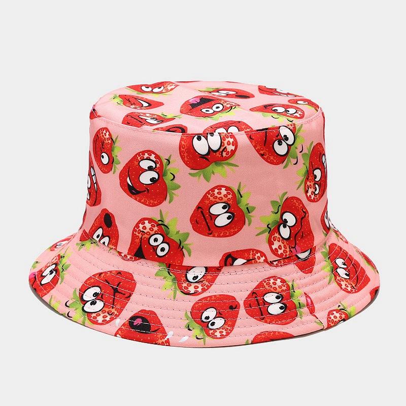 Creative Printed Fruit Pattern Bucket Cap Unisex Outdoor Leisure Fisherman Hat Summer Beach Uv Protection Sun hats Panama Bob