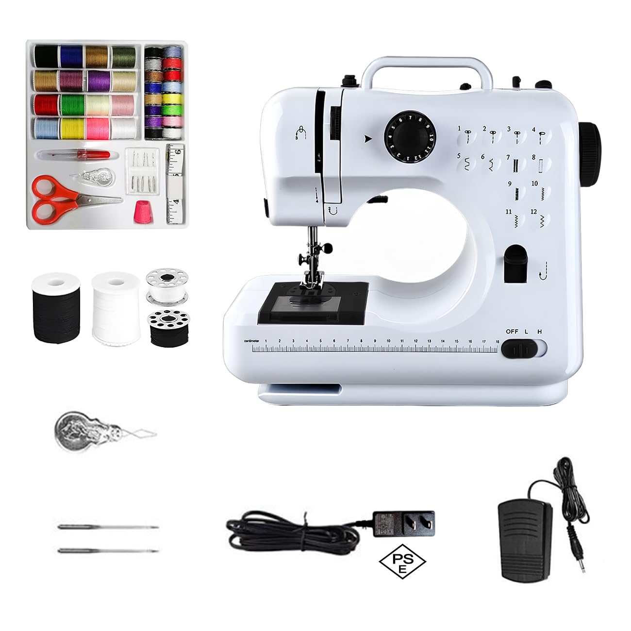 

JUNHOTAI Sewing Compact Electric Sewing Black and Home Electronic Sewing For 12 Types of Reverse Stitch PSE Includes 42 Sets of for Beginner and фіолетовий