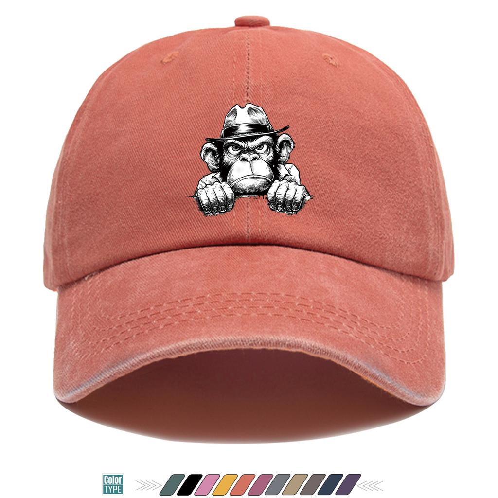 Pc Black  White Detective Gorilla Print Baseball Cap  Adjustable Duckbill Hat Suitable for Unisex  Women Lightweight Breathabl