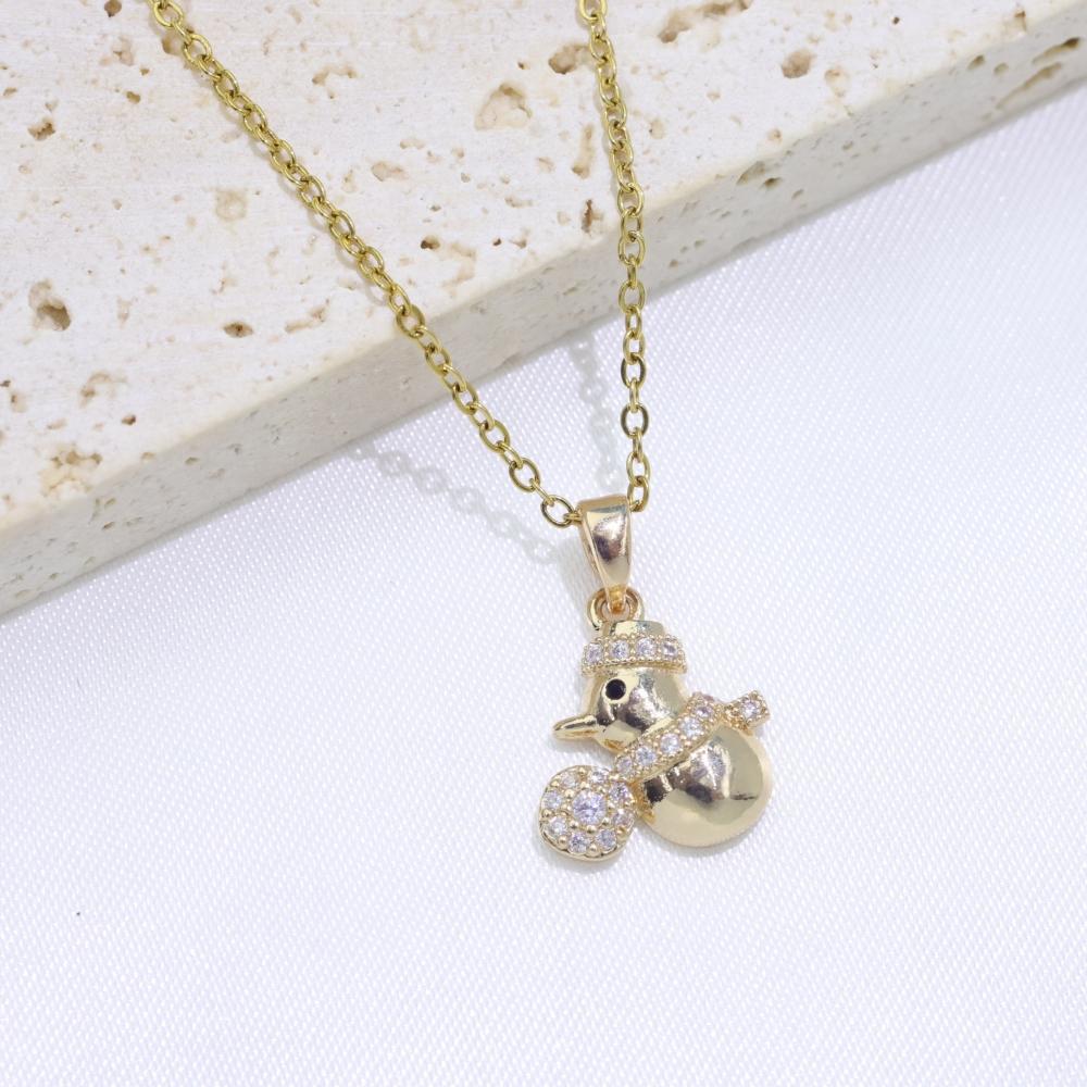 Exquisite Snowman Pendant Necklaces for Women Fashion Zirconia Necklace Wedding Party Jewelry Accessories
