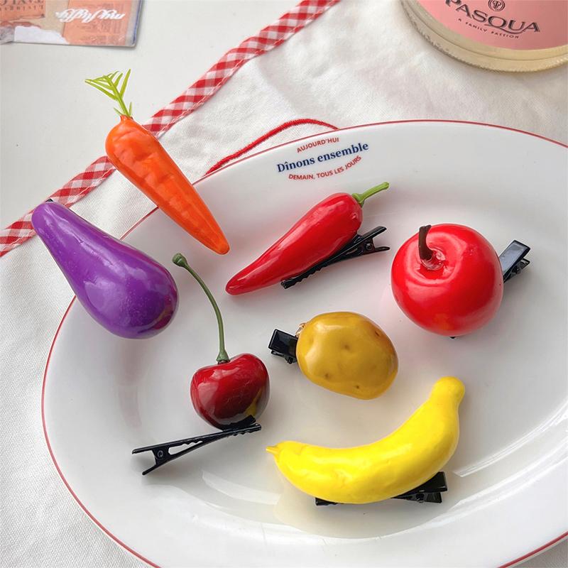 Simulated Fruit And Vegetable Hair Clip Bangs Hair Clip Cute Broken Hair Small Clip Hair Accessories For Girls Hair Styling Tool