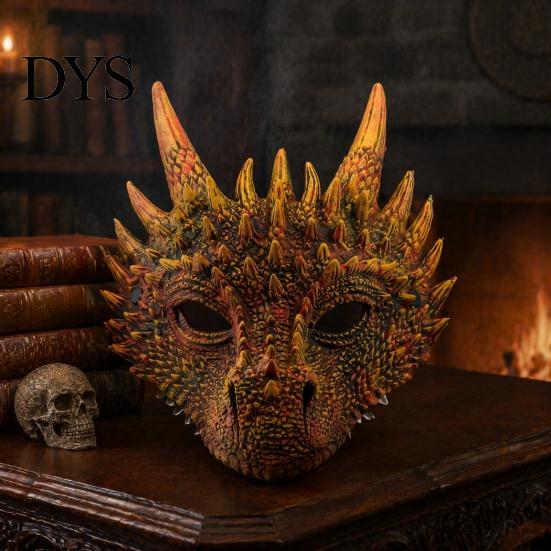Adjustable Strap Party Costume Dragon Masque for Adults, Halloween Cosplay 3D Simulation Thorn Face Shield Full Festival, Carnival Masquerade