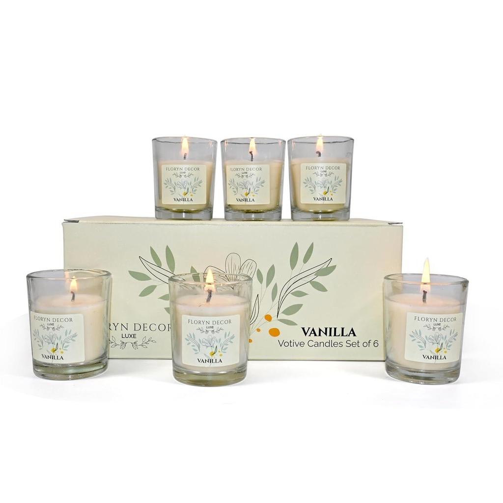 Decor Luxe Vanilla Scented Soy Wax Candles for Home Decor | Fragrance Candles Set of 6,  Each