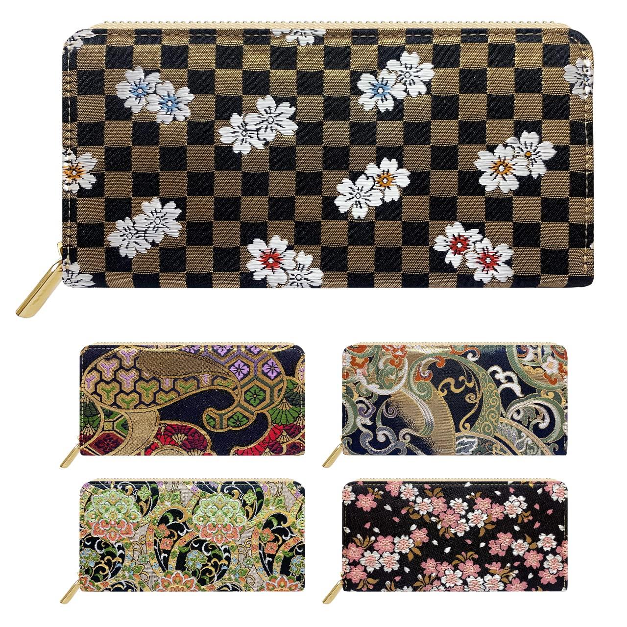 

Long Nishijin Round Round Long Card Coin Gold Cherry Blossoms on Benkei Lattice [leo&aoi] Wallet, Ori, Wallet, Zipper, Wallet, Wallet, Storage, Purse,