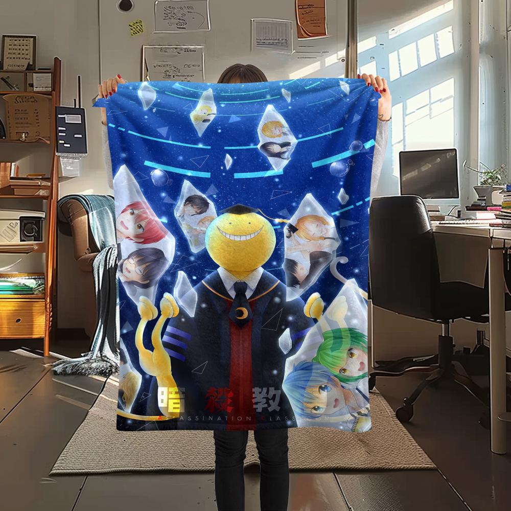 1 STuks Assassination Classroom Print Flanellen Deken, Hoge Kwaliteit Alle Seizoenen, Woondecoratie, Warmte en Comfort, Perfect voor Kerstcadeaus