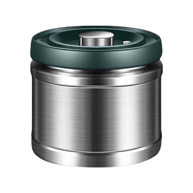 Vacuum Seal Container With 304 Stainless Steels Construction Kitchen Canister Metal Dry Goods Storage Organiser