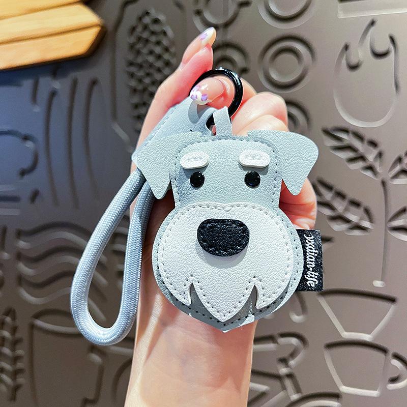 Creative Leather Puppy Keychain Cute Cartoon French Dog Advanced Sense Exquisite Bag Pendant Accessories Small Gifts