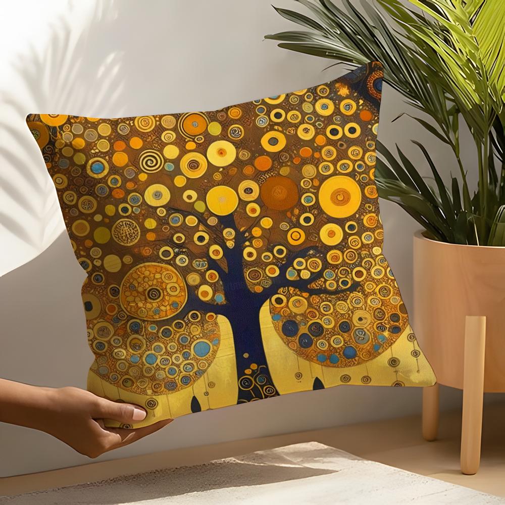 Gustav Klimt Oil Painting Pillow Case Linen Cushion Covers For Decorative Sofa Home Pillows Case Car Chair Pillows Cases