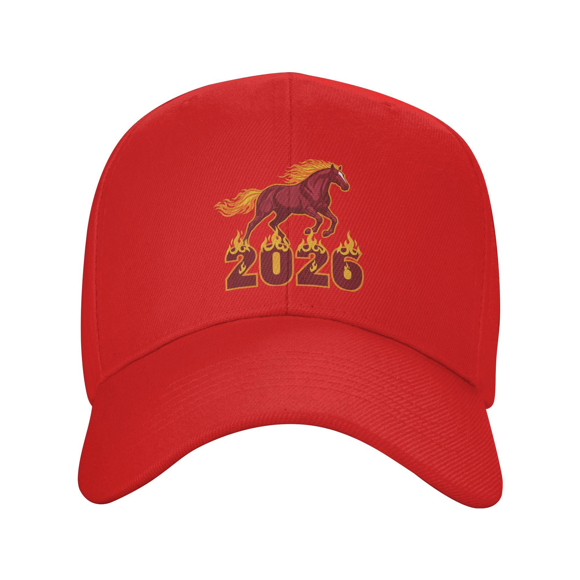 

2026 Horse Year Racing Flame Graphic Zodiac New Year Sun Baseball Cap Summer Men Trucker Hat y2k Retro Outdoor Gym Baseball Caps One Size