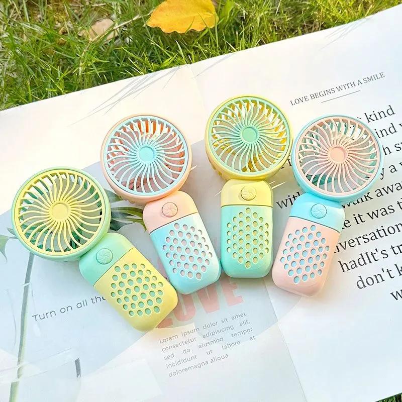 Handheld Charging Fan Cartoon Cute Small Student Charging Small Fan Portable Mini USB Fan Mini Pocket Fans YFA1981