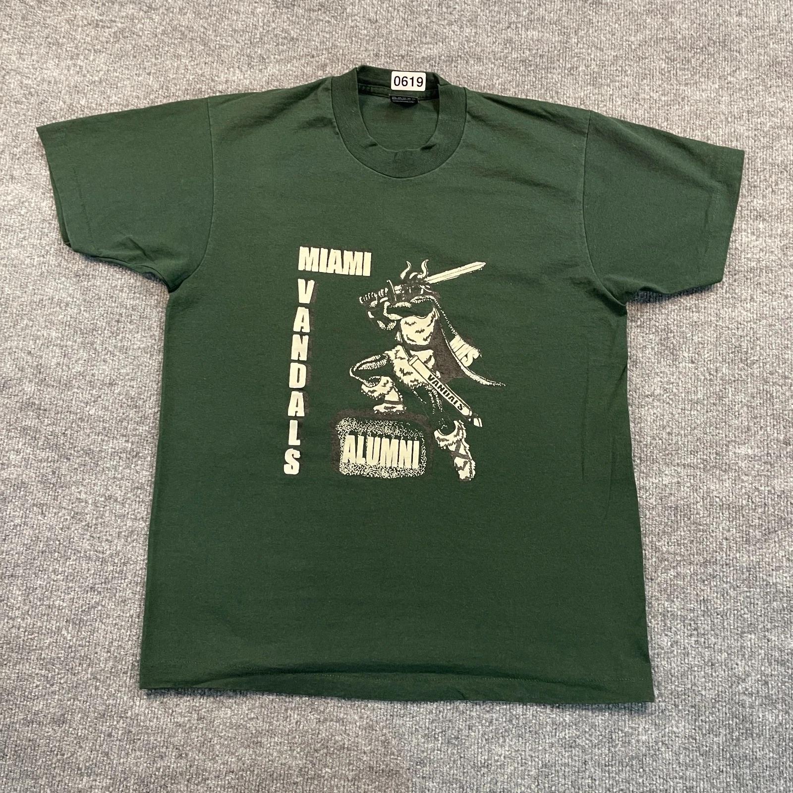 

Vintage 80s Miami Vandals High School Alumni Shirt Large 21x27 Green 3XL