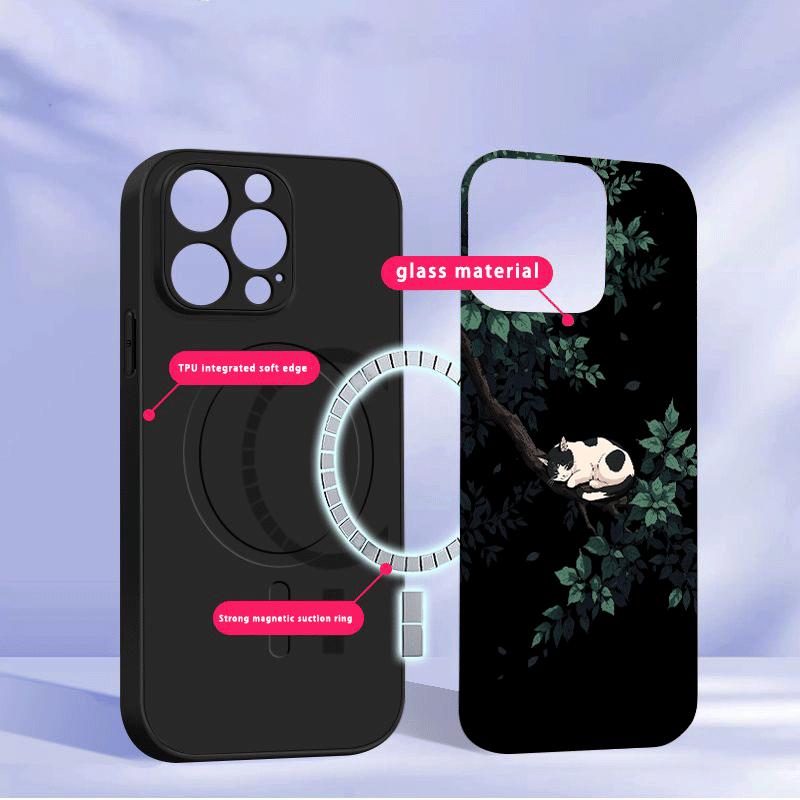 A kitten in blue water Suitable For iPhone 16E 17 Pro Max 15 Pro 14 13 Plus 12 mini 11 16 Air 17Pro magnetism Glass Phone Case