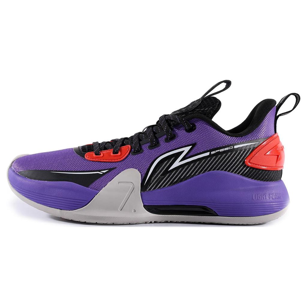 New LiNing Speed 7 Slip Resistant Cushioning Abrasion Resistant Low Top Basketball Shoes Men's Purple Black ABPT013-7