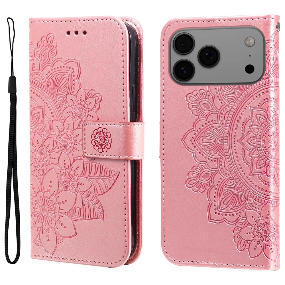 Magnetic Leather Wallet Flip Case for iPhone 17 Air 16e 16 15 14 13 12 Mini 11 8 7 6 SE2 Plus Pro X XS XR Max Phone Cover Flower